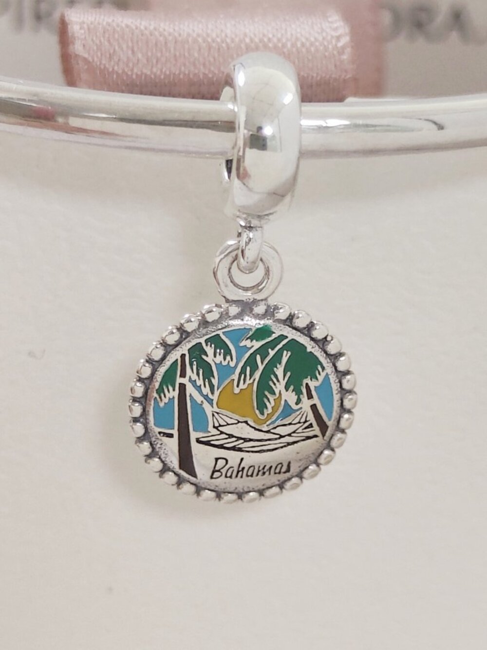 Pandora Bahamas Beach Coconut Trees Charm S925 Silver Dangle Pendant Jewelry
